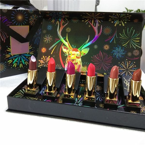 

makeup elk lipstick 6 different colors matte lip stick set famous brand christmas cosmetic kit with gifts bags