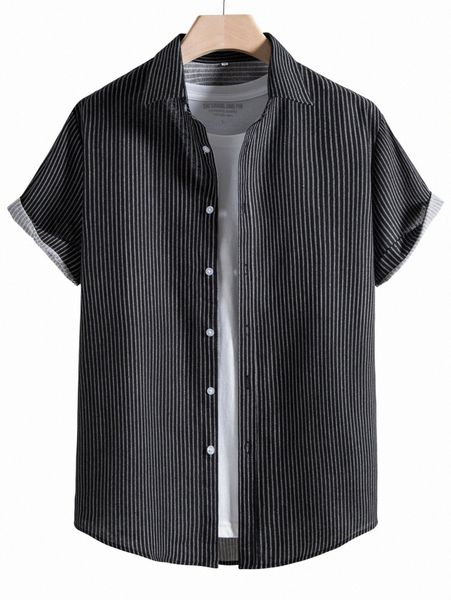 

men vertical stripe shirt without tee l97x#, White;black