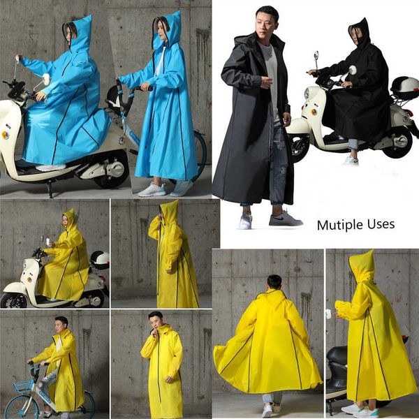 Kadınlar/Erkekler Uzun Yağmur Ceketi Su Geçirmez Fermuarı Kapşonlu Poncho Bisiklet Bisiklet Motosiklet Yağmur Giyim Seyahat Kamp Yürüyüş Panço Yetişkin Yağmur Ceket