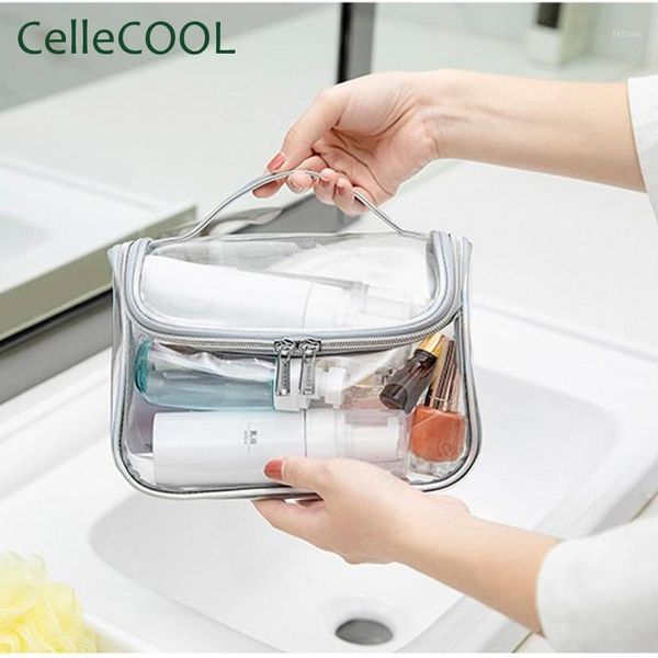 

transparent cosmetic bag female fashion waterproof large-capacity fitness toilet bag bath bath travel portable storage1