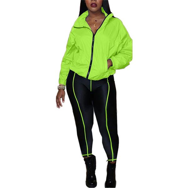 

women casual breathable suit stand-up collar zipper pocket spring and autumn clothing women's sports slim two-piece suit, Gray