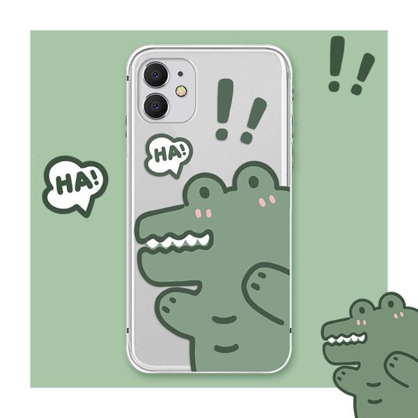

12mini cute shy crocodile cartoon for mobile phone case 11pro max 8plus 7p se2 xs x / xr creative all inclusive silicone soft