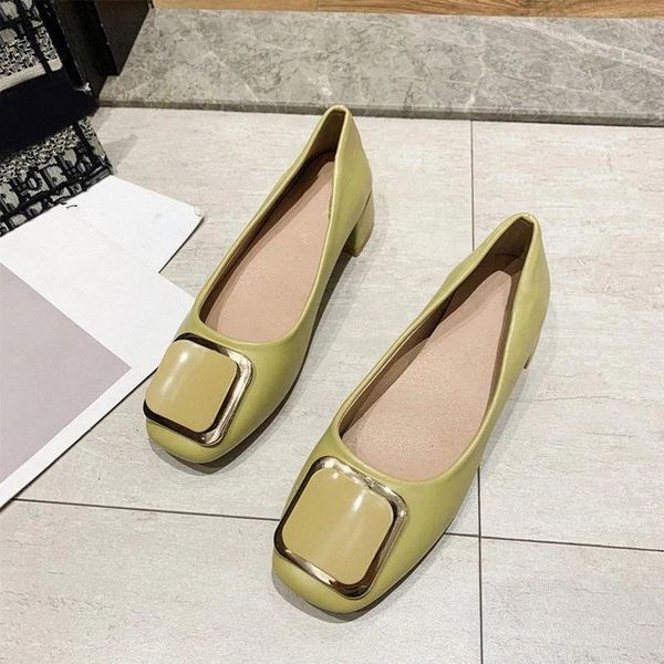 

women pumps office lady square toe pu leather slip on women's shoes low heel mature ladies shoes female autumn fashion 2020 new #ca3f, Black
