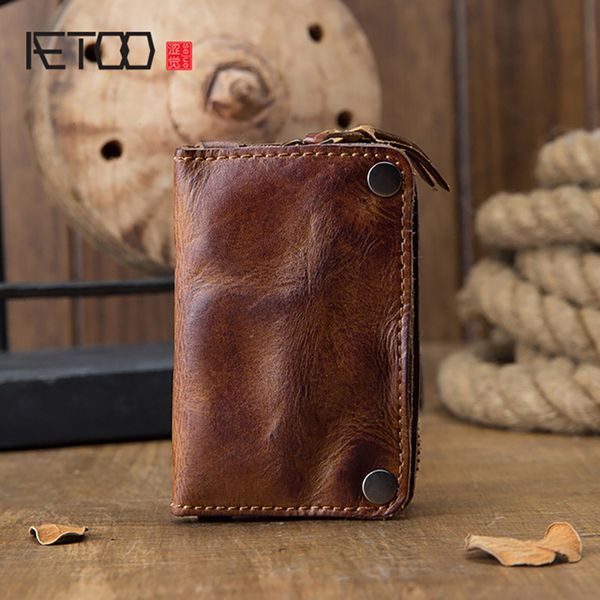 

hbp aetoo cowhide key case, male leather multi-function large-capacity key case, coin purse, waist zipper wallet, Red;blue