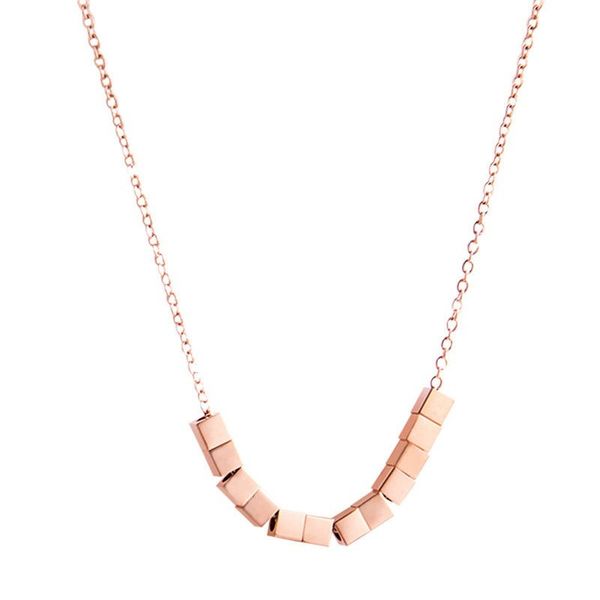 

not afraid of water colorless washable necklace titanium steel simple clavicle chain lucky square short neckchain 2020, Silver