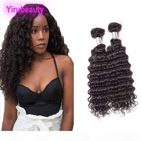 

brazilian human hair 2 bundles deep wave 9a virgin hair extensions two pieces one lot deep curly natural color, Black;brown
