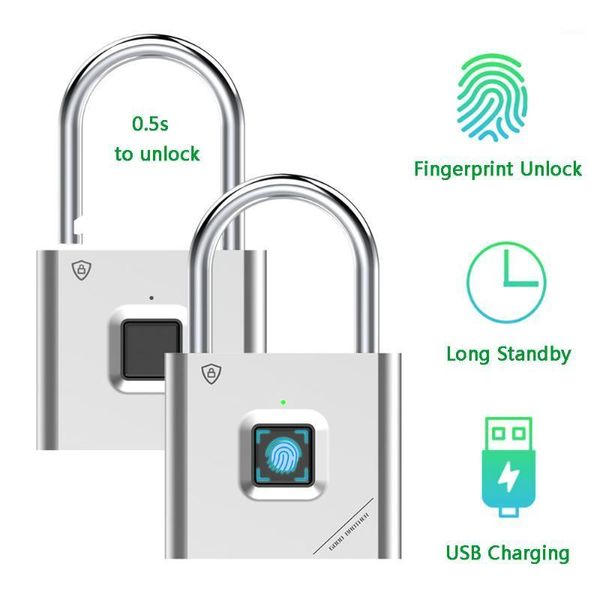 keyless usb rechargeable door lock fingerprint smart padlock quick unlock zinc alloy metal self developing chip1