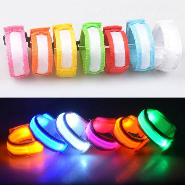 

charm bracelets led flashing wrist band bracelet arm belt cloth multi colors light up dance party glow for decoration gift, Golden;silver