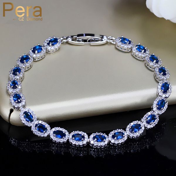 

pera fashion women sterling silver 925 jewelry summer design dark blue cz crystal z oval bracelets for mothers day b070 q1209, Black