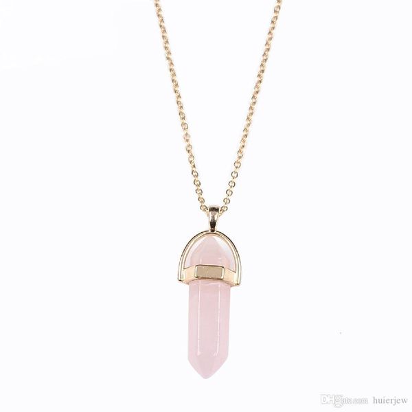 

pendants gold natural chain necklace stone women men statement rose quartz healing crystals necklaces