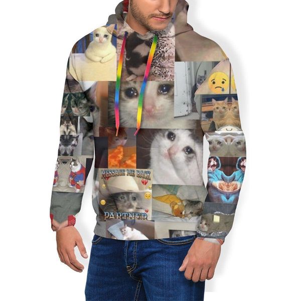 

coat hoodie плачет кошка толстовки теплые фиолетовые пуловер толстовки полиэстер свободно длинные большие повседневные мужчины толстовки, Black