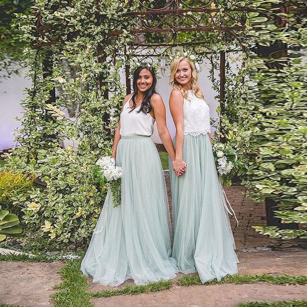 

pretty mint green long tulle skirt high waist a line bridesmaid skirt for wedding party spring summer style saias jupe faldas, Black