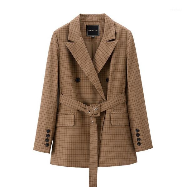 

women's suits & blazers women's jacket 2021 autumn fashion casual temperament wild loose plaid single buckle small suit1, White;black