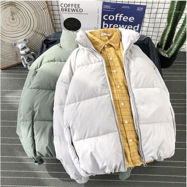 

2021 winter men coat warm parkas streetwear cotton coats slim male jackets solid windproof padded coat mens clothing1, Black