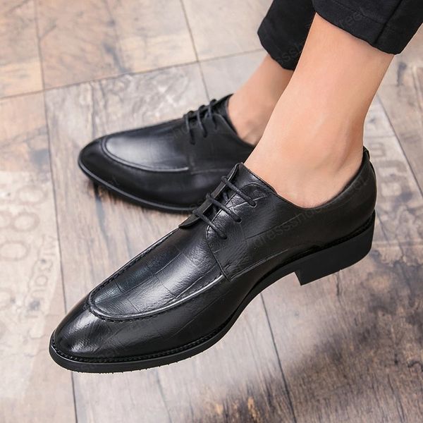 Homem elegante escritório vestido sapatos homens cavalheiro negócios sapatos de couro clássico sapatos formais liso preto marrom