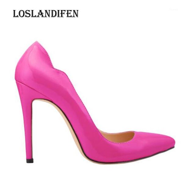 

loslandifen plus size 35-42 women fashion pointed toe japanned leather office high heel shoes ladies evening pumps1, Black;white