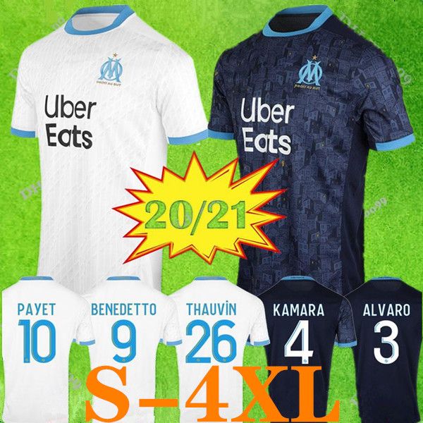 

s-xxxxl thailand maillot om olympique de marseille soccer jersey 2020 2021 marseille maillot de foot benedetto payet thauvin рубашки, Black;yellow