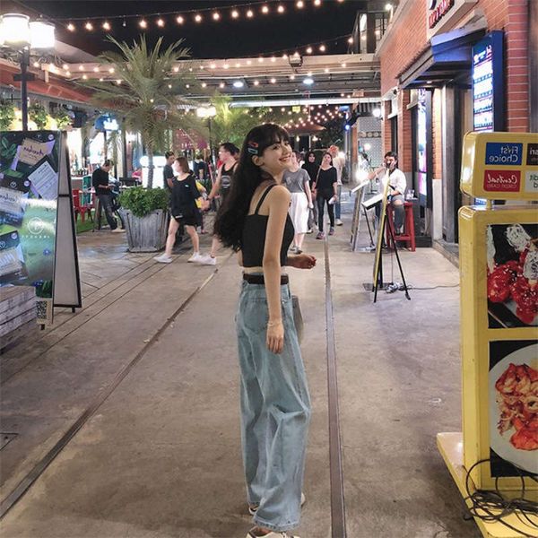 

spring / summer 2020 light color wide leg jeans for women, Blue