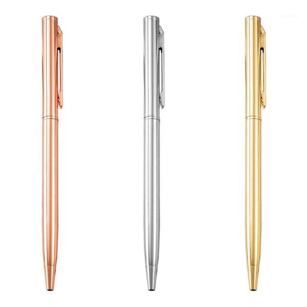 

20pcs metal ballpoint pen stainless steel handle rods rotating for business signature school office stationery ink black blue1, Blue;orange