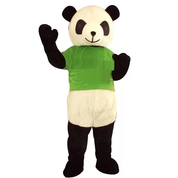 Performance Green Tops Panda Mascot Costumes Christmas Fancy Party Dress Personaggio dei cartoni animati Outfit Suit Adulti Taglia Carnevale Pasqua Abbigliamento a tema pubblicitario