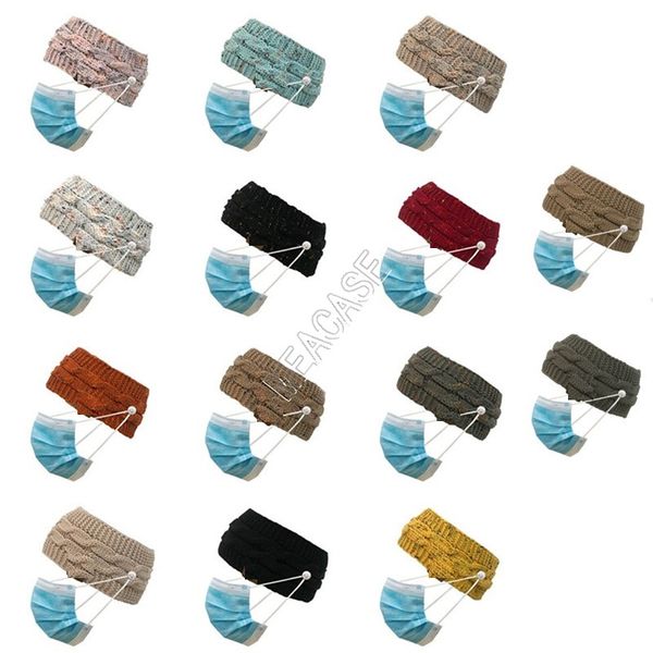

женщины confetti повязка на повязку с кнопкой faceemask buttons кабельные вязание cap cap cap hair twists вязаные уха теплые повязки головы, Slivery;white