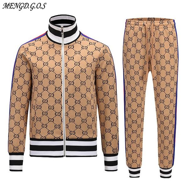 

jogger streetwear casual men's clothing men's suit fall fashion sportswear men's fitness sports shirt jacket + trousers q0125, Gray
