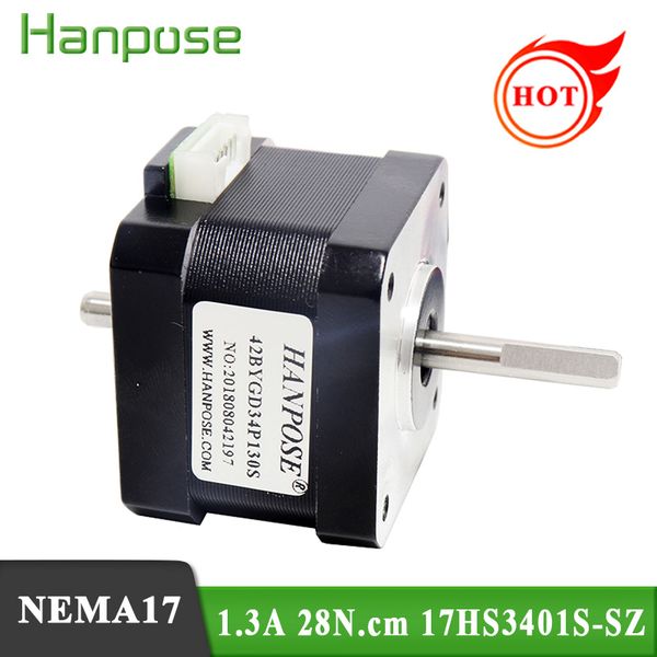 

nema17 double shaft motor 1.3a 28n.cm 4-lead 17hs3401s-sz stepper motor for cnc router engraving milling machine