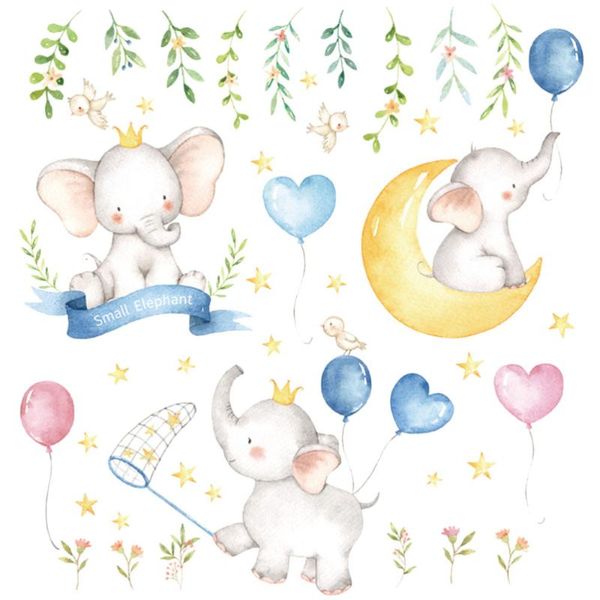 

1 sheet of diy wall sticker cartoon elephant balloons wallpaper wall decal for children's room