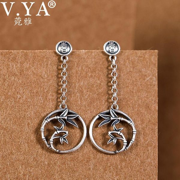 

v.ya 925 sterling silver bamboo leaf tassel earrings female artistic temperament silver earrings lady vintage fine jewelry gift