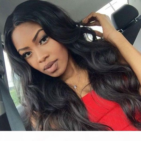 

lace front wigs real hair long black color body wave virgin peruvian glueless full lace human hair wig pre plucked for black women, Black;brown