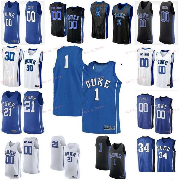 

stitched custom 2 reddish cassius stanley 21 matthew hurt 3 allen tre jones 30 curry michael savarino duke blue devils men women youth, Black