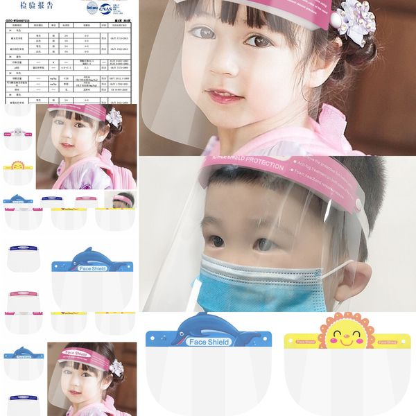

children safety faceshield transparent full cover kids protective film tool anti-fog face shield designer masks 300pcs rra3278