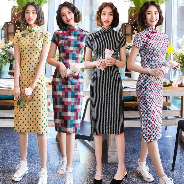 

ethnic clothing 2021 modern cheongsams qipao dress for young gilrs, Red