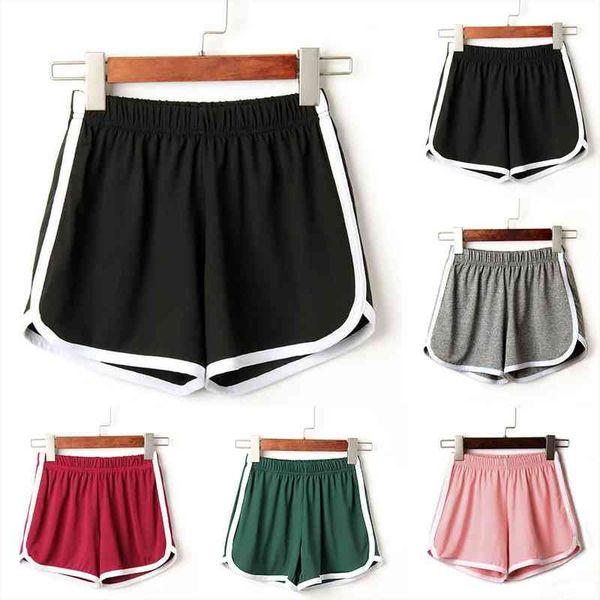 

shorts women blend summer short pants contrast binding side split elastic waist patchwork casual beach party p3, White;black