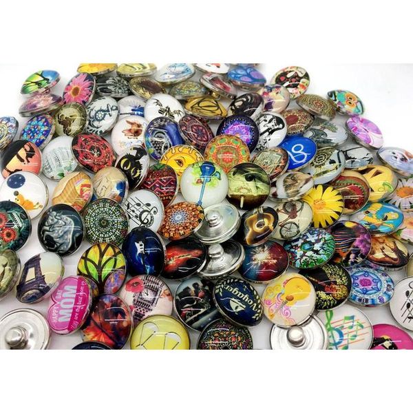 

50pcs/lots mixed styles glass snap button 18mm diy interchangeable ginger snap jewelry noosa chunk charm button wmtmit beauty888