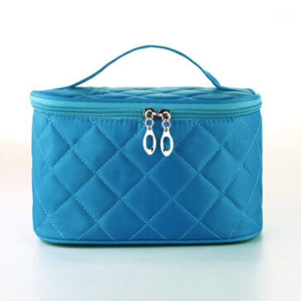 

22*14*13cm women travel portable cosmetic bag diamond lattice zipper makeup bags organizer beauty toiletry bath wash make up bag1