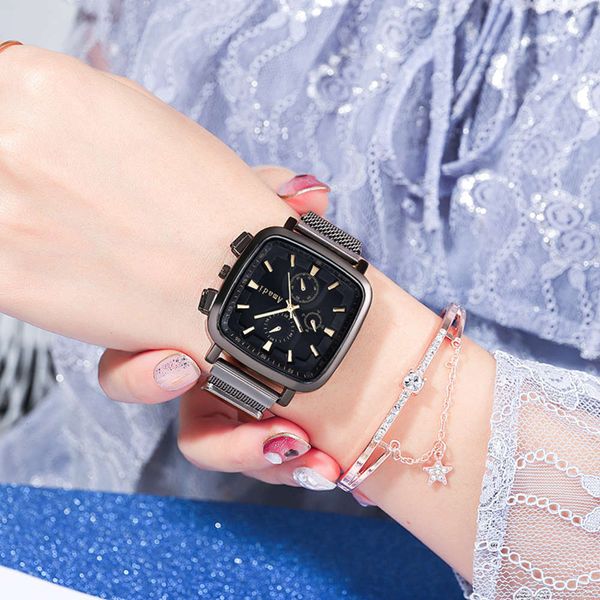 

strap eyelid new women's amadi square fashion three casual atmosphere student women watch trend 2021ps3e, Slivery;brown