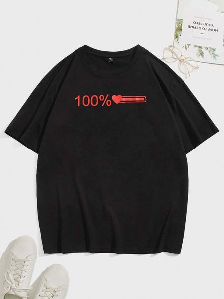 

extended sizes men letter graphic drop shoulder t-shirt 9118#, White;black