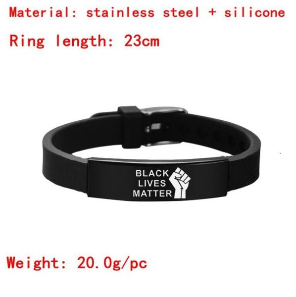 

breathe black lives stainless matter i steel can't silicone bracelet adjustable protest power wristband men bracelets je, Golden;silver