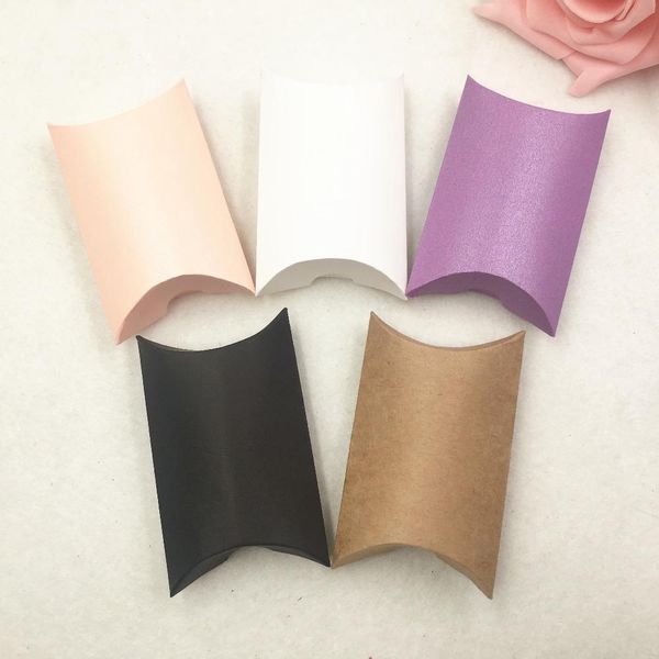 

10pcs paper pillow candy box wedding favor gift packaging small boxes 5 colors kraft chocolate small toy storage box bbyrfd
