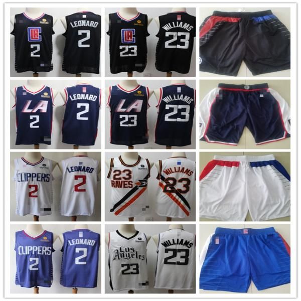 

mens los angeles clippers 2 kawhi leonard 23 lou williams blue white black basketball shorts basketball jerseys, Black;red