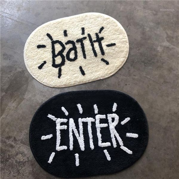 

dropship black and white letters enter bath indoor absorbs doormat non slip door mat for front door inside floor entrance rug1