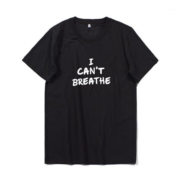 

2020 new summer men tee i cant breathe letters print george floyd matter short sleeve t-shirt male cotton breathable tee1, White;black