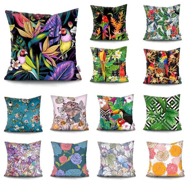 

flowers cushion cover pillow decorative tropical plant parrot cushion cover pillow decorative pillowcase for sofa pillowcover1