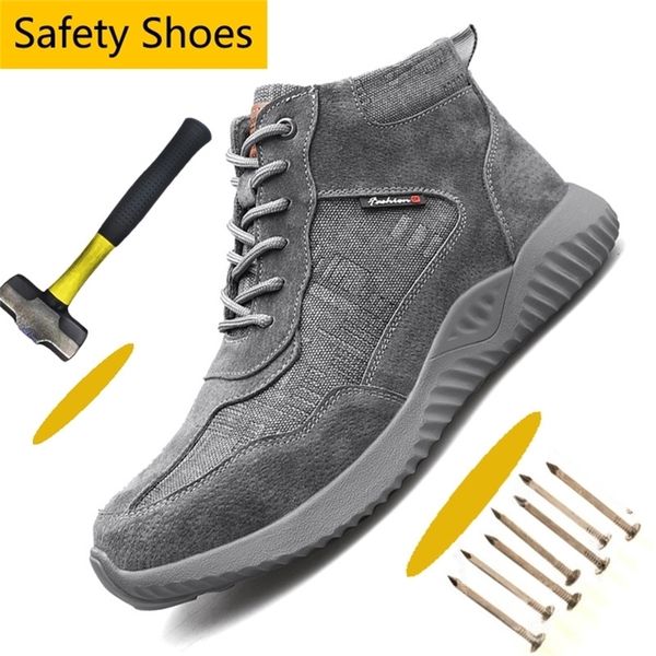 

steel toe cap anti-smashing men indestructible anti-puncture working man all in one safety boots shoes y200915, Black;brown
