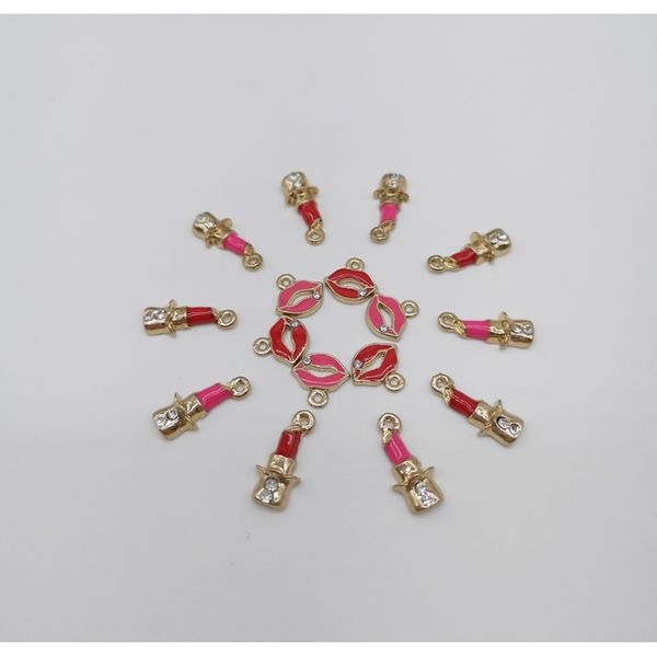 

помада рот подвески металлические плавучие шарм золотые эмаль подвески для ювелирных изделий изготовление кулон ожерелье браслет телефон гво, Silver