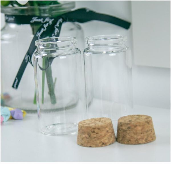 

47x90x3m 100ml glass jars with cork clear transparent empty wishing bottles wood ser 6pcs/lot jllvtn