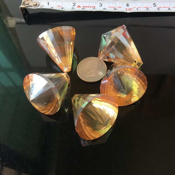 

5pc champagne 40mm suncatcher pendant tear drop faceted leaf crystal chandelier craft prism hanging ornament fengshui xms h wmtmyj