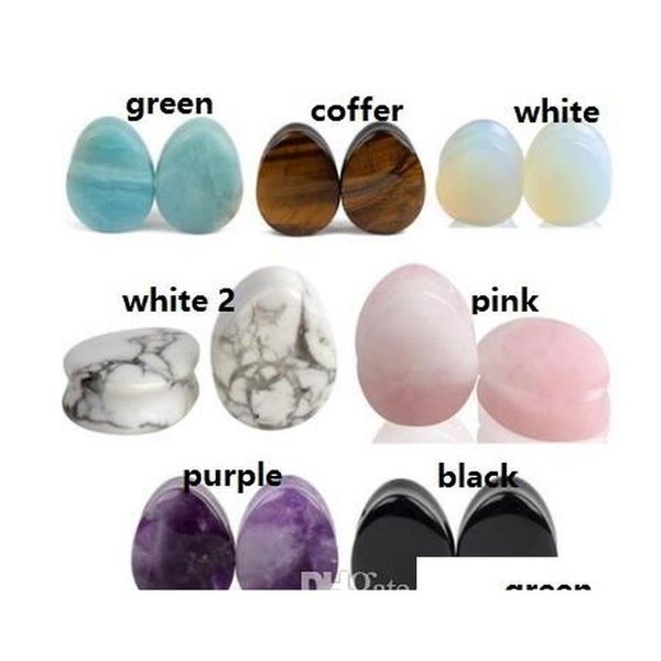 

12mm new stone waterdrop plugs seven colors can choose shipping cdcy2, Silver