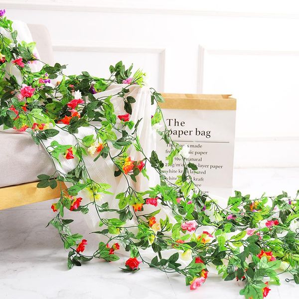 

2.5m/8.2ft artificial flowers fake flowers rattan rose leaf garland wreath vine ivy wedding plastic flower garden home deoration